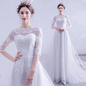 White long sleeve wedding bridal dress gown RB2114