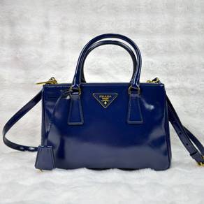 Prada Navy Blue Galleria Small Saffiano glossy