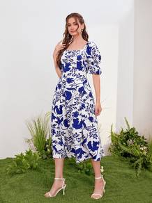 Shein blue floral dress