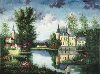 Castle Reflections – Reproduction Oil Painting