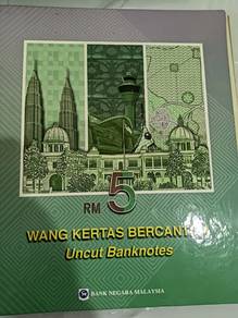 5 Ringgit uncut rare numbers in box and paper 