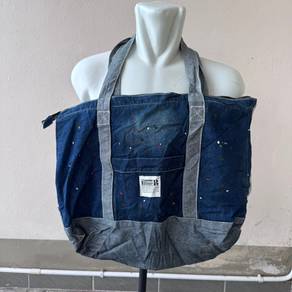 Blue B denim tote bag