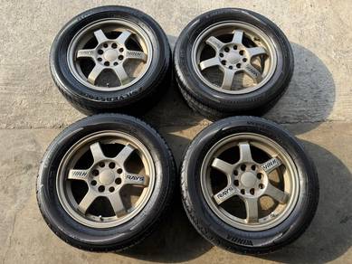 Rim second 14 TE37 siap tayar saga viva Axia bezza
