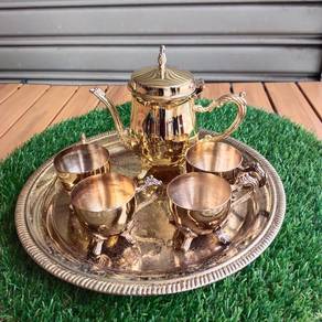 Classic Set Teko Besi Chrome Tembaga Antik Vintage