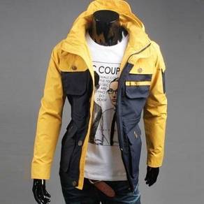 9937 Blue Stylish Multi-Pocket Hoodie Coat Jacket