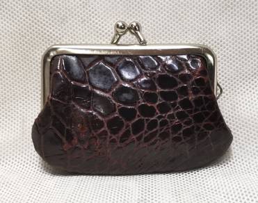 Antique 1970's Small Cordovan Brown Leather Coin P