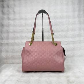 Gucci Pink Guccissima Tote Leather Bag