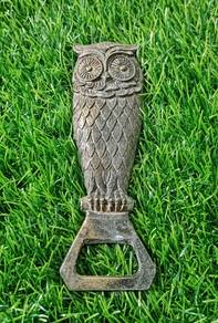 Vintage Owl Italy solid brass bottle opener vtg