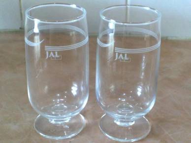Cawan JAL Japan Airlines footed glass cup