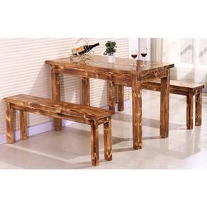 Brown Coklat TABLE DESK 2 Chairs CAFETERIA