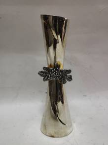 Vintage Silver Plated Bud Vase, 7" Tall w/ Grapes,