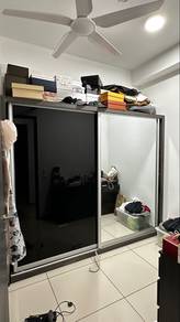 Sliding Wardrobe Half Mirror Half Chic Black Panel