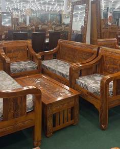 Sofa kayu jati cobra set termasuk penghantaran