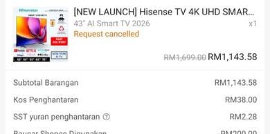 TV hisense 43 inci 4k resolution smart tv