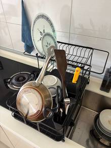 Black Extendable Two-Tier Dish Drying Rack