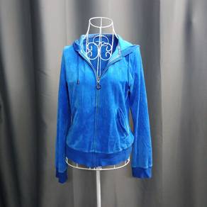 Burberry Blue Velvet Zip Up Sweater