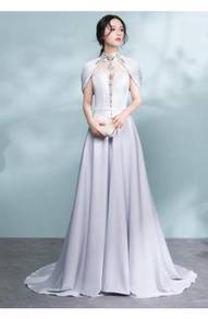 White diamond fishtail wedding prom gown RB0522