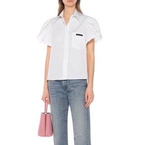 Prada Sweet White Shirt Women's Ruffle Sleeve