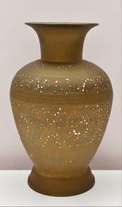 Indian Brass Vase with Enamel Dots