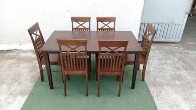 TM39A2 NEW* Meja Makan Kayu Getah Set Solid Rubber