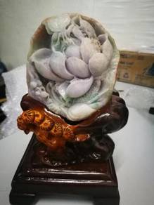 Multi Color Lotus Burma Jadeite Jade Ornament