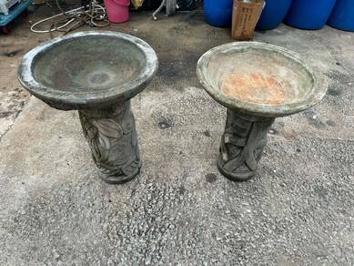 Garden Carved Concrete Birdbath Decoration Pedesta