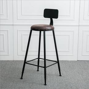 BROWN Bar Chair High Stool Back Kerusi Pub Home