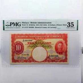 Malaya KGVI 1941 10 dollar vf PMG 35