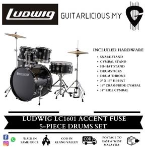 Ludwig LC1601 Accent Fuse 5-PieceDrumsSet - Black