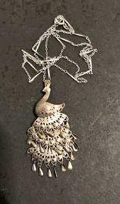 Vintage SilverPlated  Peacock Necklace