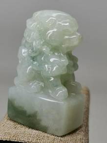Icy Light Green Burma Jadeite Jade Seal Stone