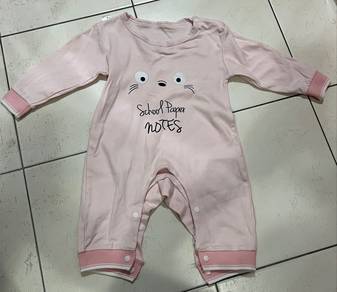 Pink Baby Romper with Cat Face