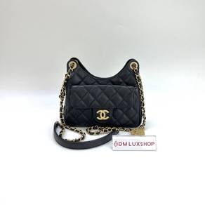 Preloved Chanel 23C Black Caviar Hobo Sling bag