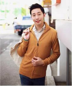 11846 Yellow Korea Stand Collar Men Jacket Sweater