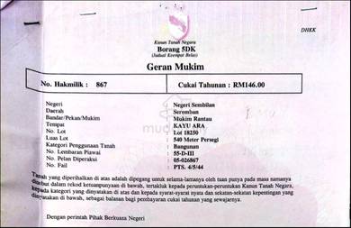 Residential Land in Seremban, NSN