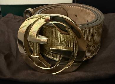 Gucci Vintage GG Leather Belt GOLD