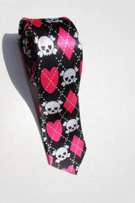 SLIM Kawaii Emo Girls Skull Crossbones WPB NeckTie