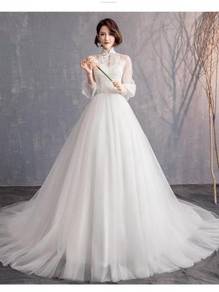 White long sleeve wedding bridal gown RBMWD0307