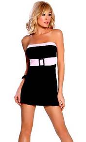 CW052 Black Tube Club Wear Minidress Belt