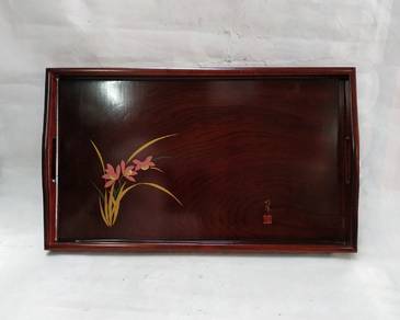 Japanese Wooden OBON Tray Vintage Lacquer Ware