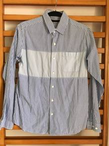 Japan Browny Wabash stripes patchwork shirt uniqlo