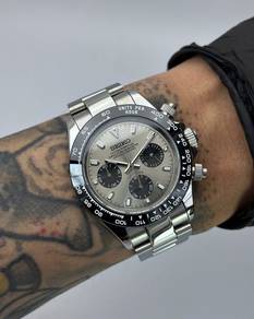Custom Seiko Mod 39.5mm Rhodium Grey Daytona Quart
