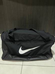 Nike Black Duffel Bag with White Swoosh Logo