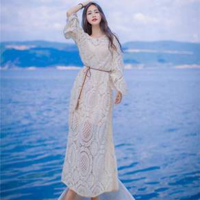 White long sleeve boho maxi dress elegant prom