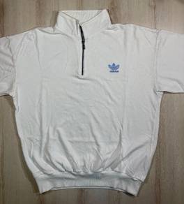 Adidas Trefoil Vintage White Zipper Tee #BA Used