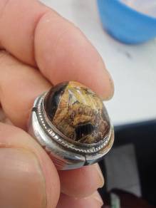 Cincin Batu Kayu Campur Ukiran 
