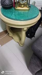 meja kayu solid cermin design pecah dalam