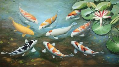 9 Japanese Carps with Lotus V