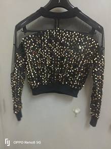 Black Top With Gold Sequins