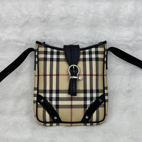 Burberry Beige House Check Canvas Crossbody Bag
